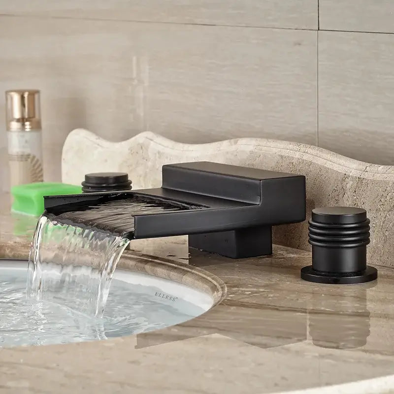 Black Wide Waterfall Faucet