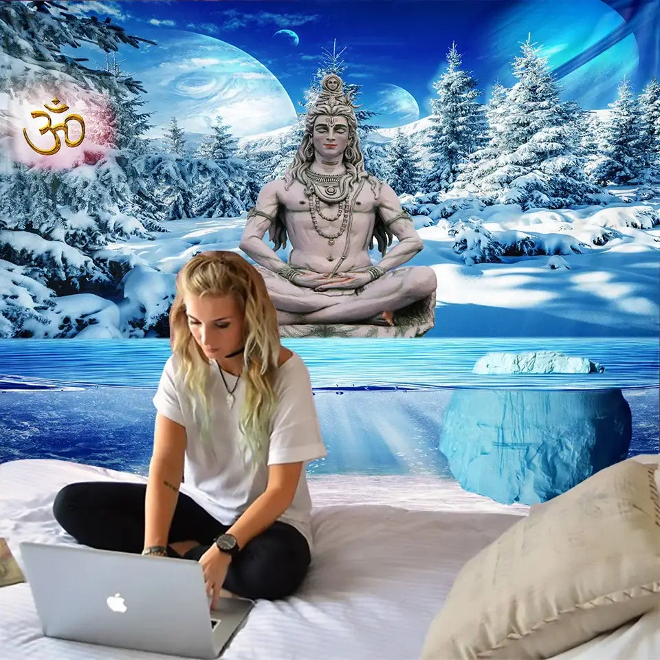 Blue White Tapestry Decor