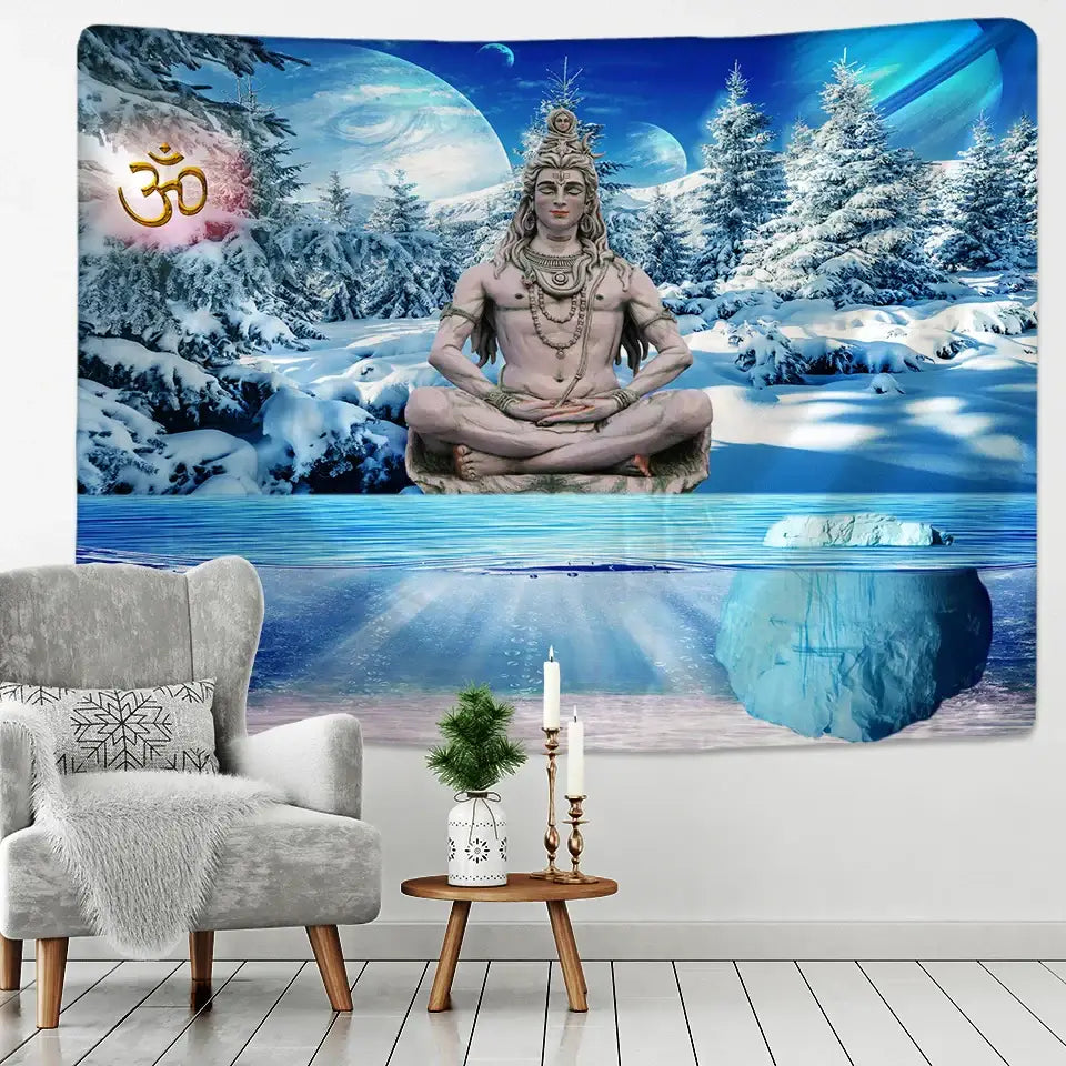 Blue White Tapestry Decor