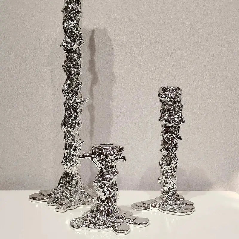 Gold Melted Candlestick Holder