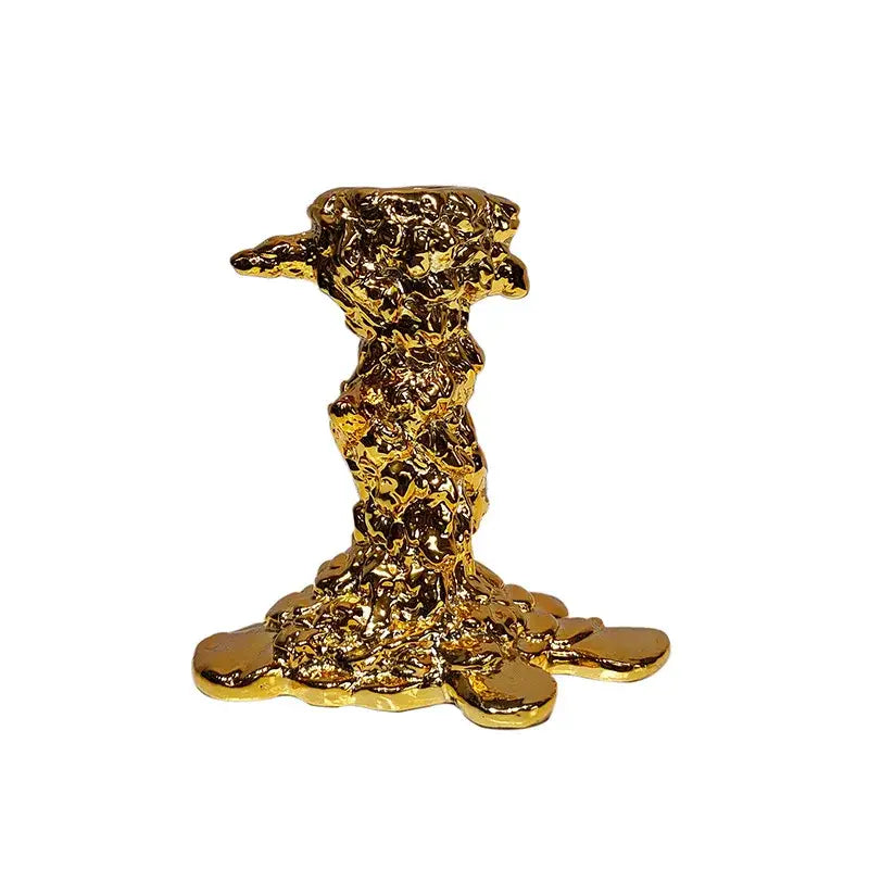 Gold Melted Candlestick Holder