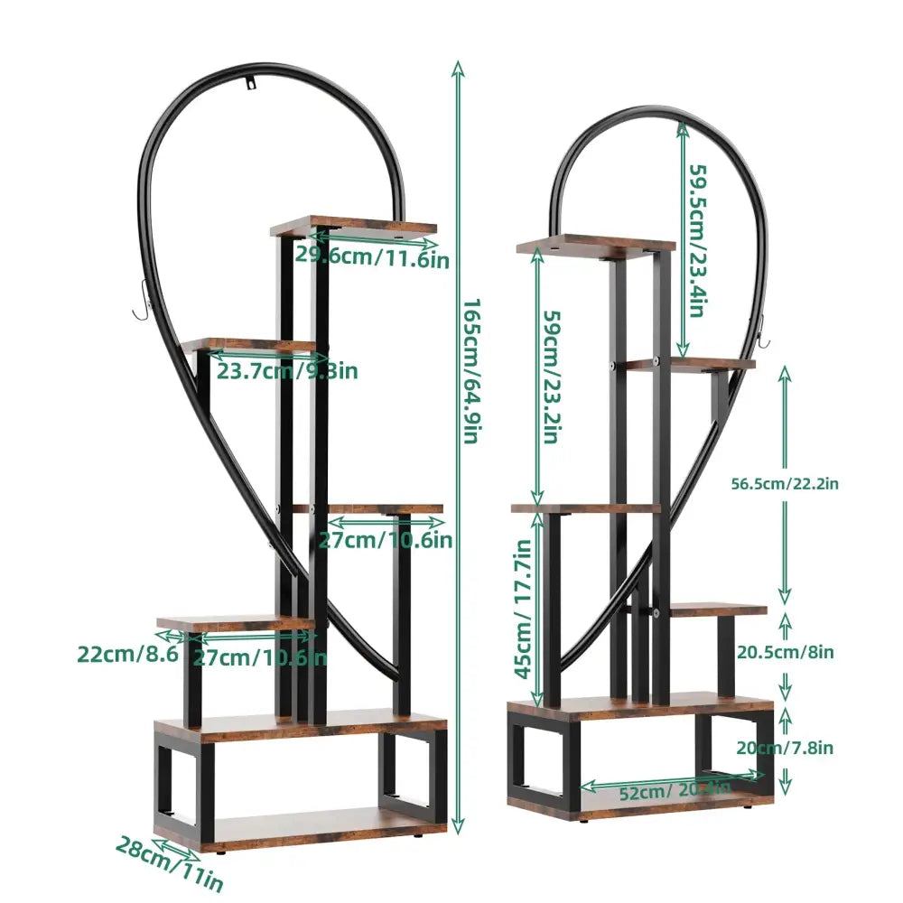 Six-Tier Black Metal Plant Stand for Entryways
