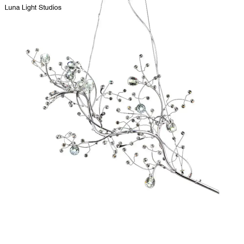 Gold Metallic Branch Crystal Bead Chandelier