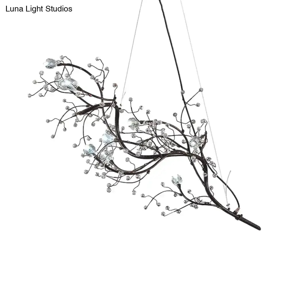 Gold Metallic Branch Crystal Bead Chandelier