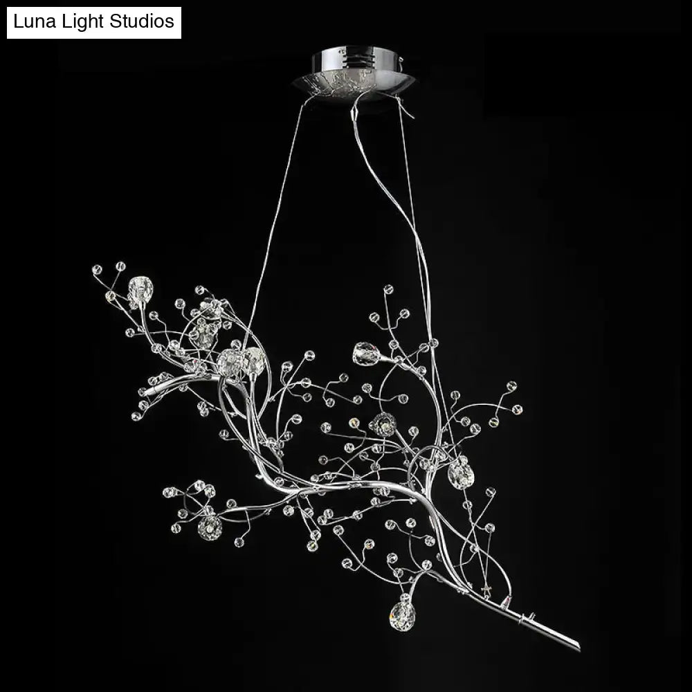 Gold Metallic Branch Crystal Bead Chandelier
