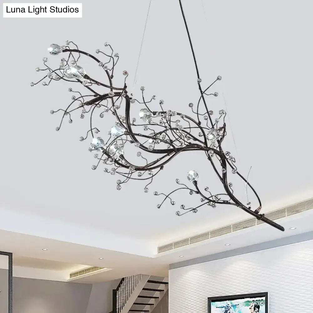 Gold Metallic Branch Crystal Bead Chandelier