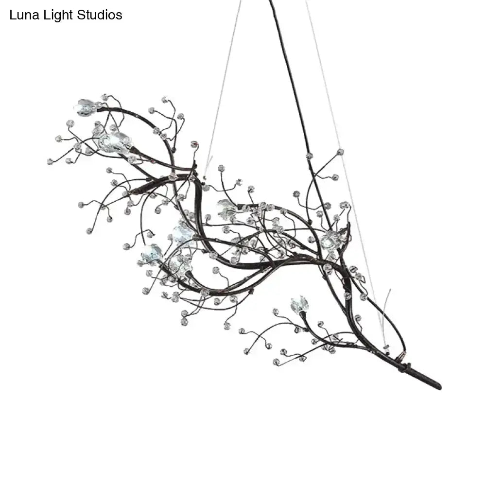 Gold Metallic Branch Crystal Bead Chandelier