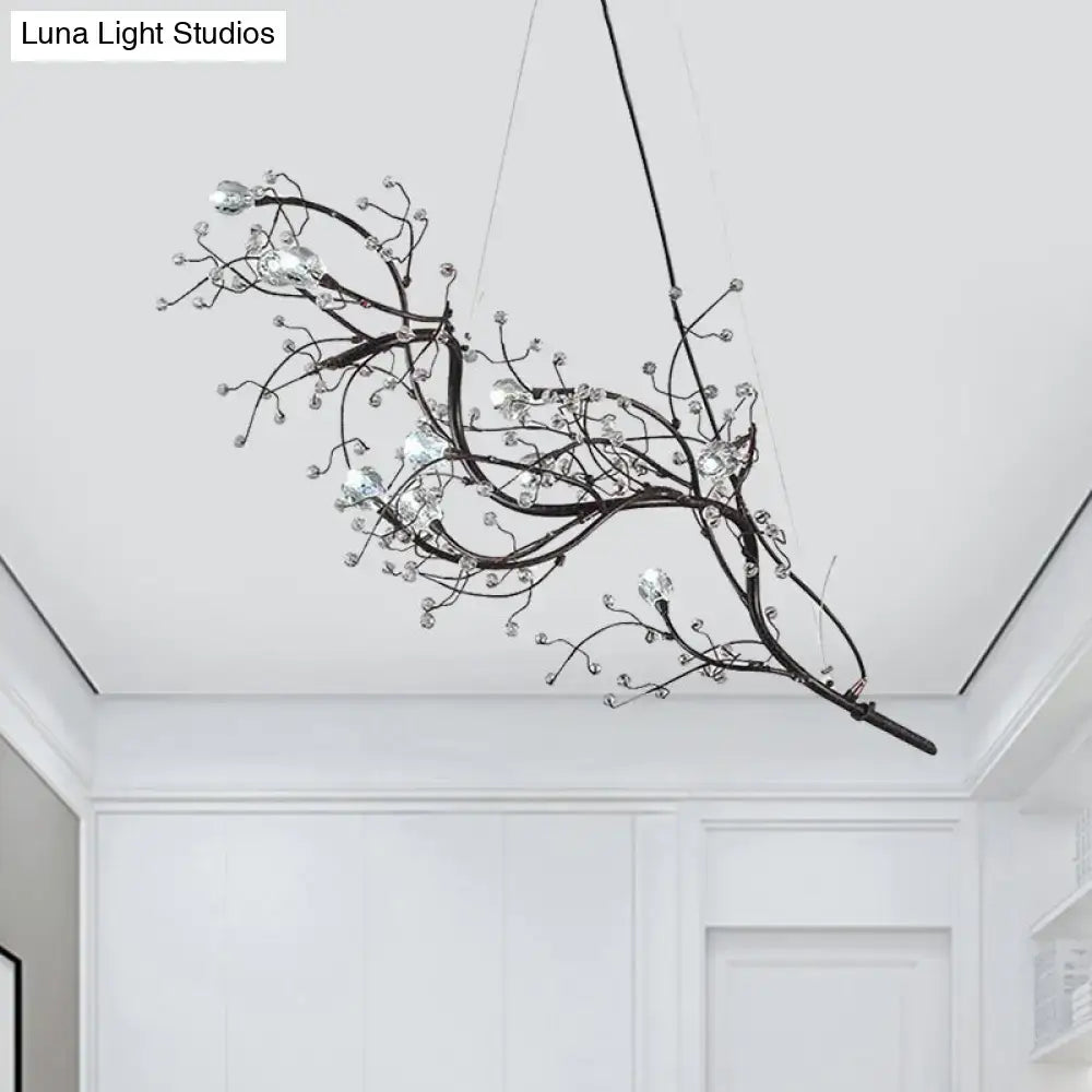 Gold Metallic Branch Crystal Bead Chandelier