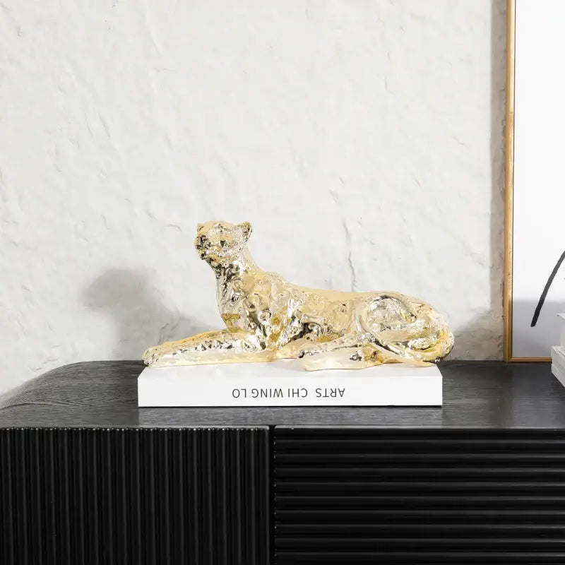 Gold Silver Leopard Sculpture