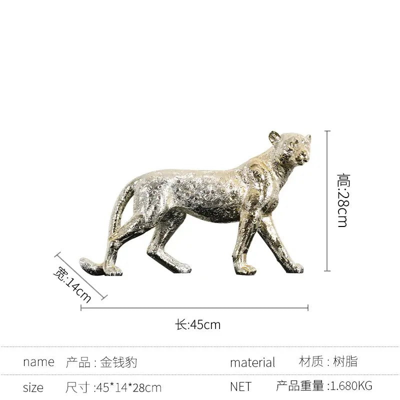 Gold Silver Leopard Sculpture
