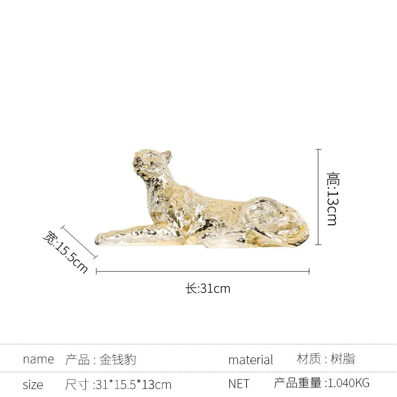 Gold Silver Leopard Sculpture