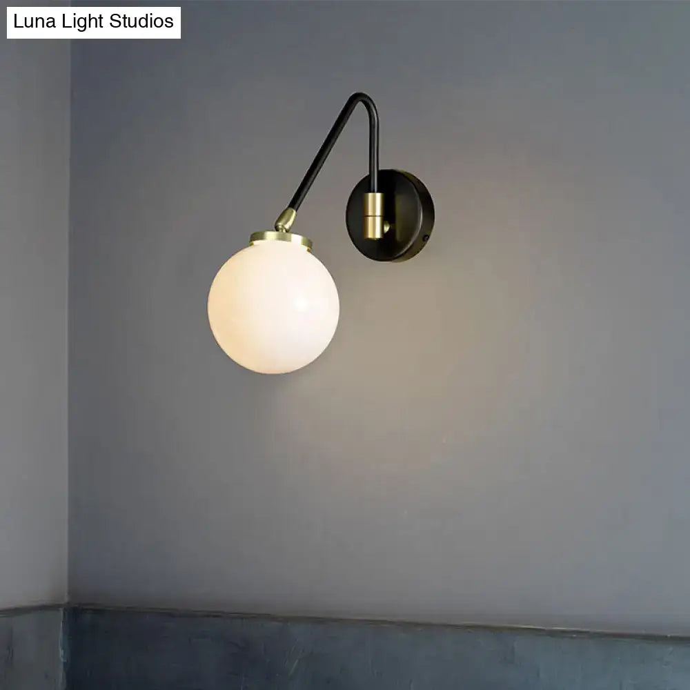 Black Brass Opal Glass Sconce