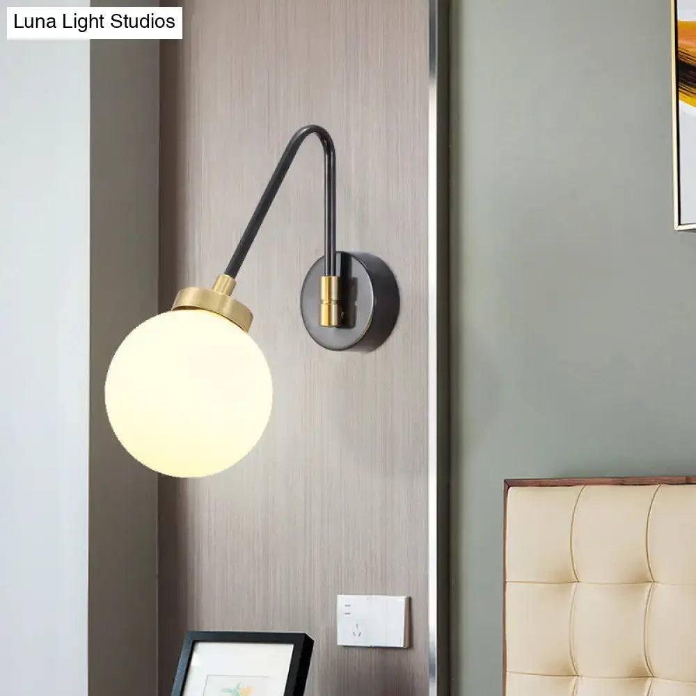 Black Brass Opal Glass Sconce