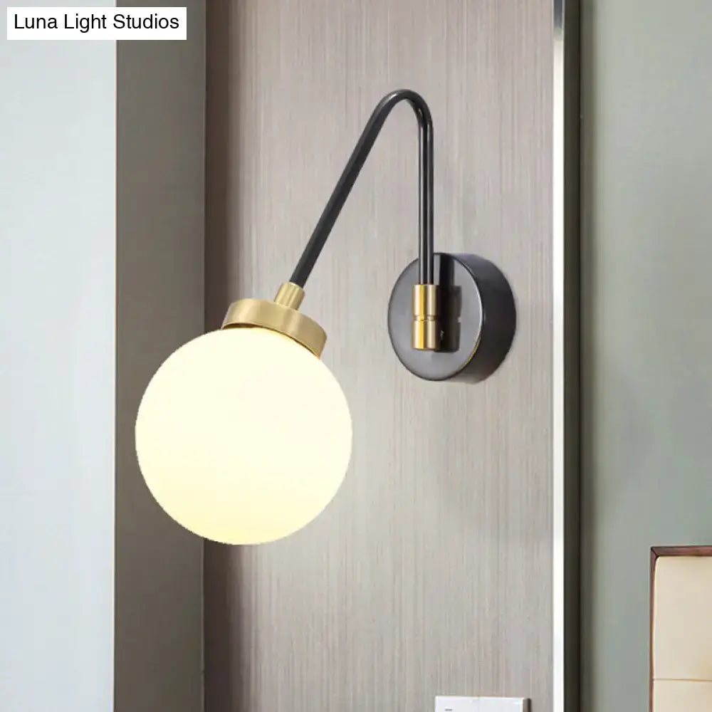 Black Brass Opal Glass Sconce