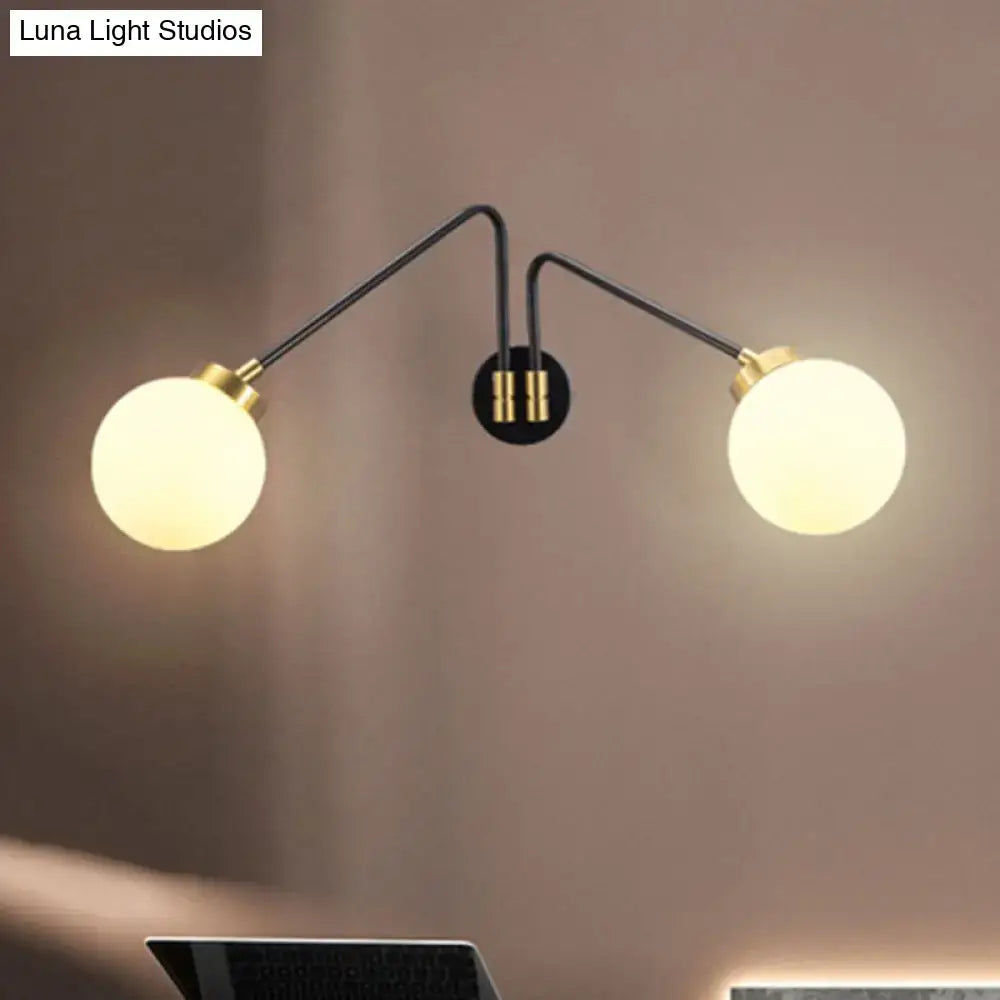 Black Brass Opal Glass Sconce