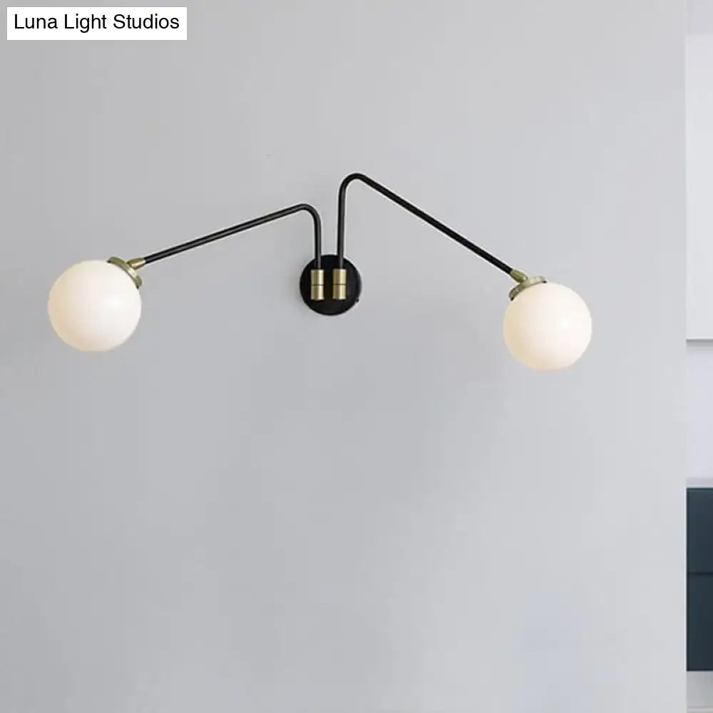 Black Brass Opal Glass Sconce