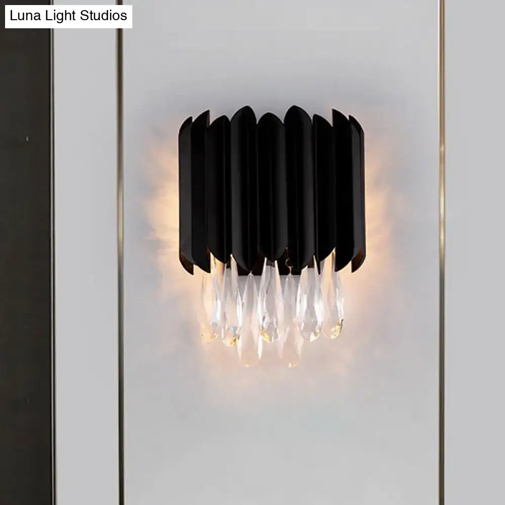 Black Metal Crystal Sconce