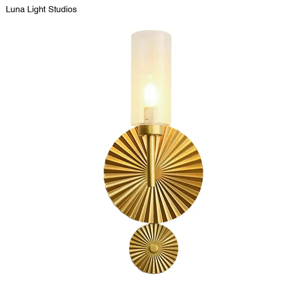 Brass Scalloped Amber Glass Sconce