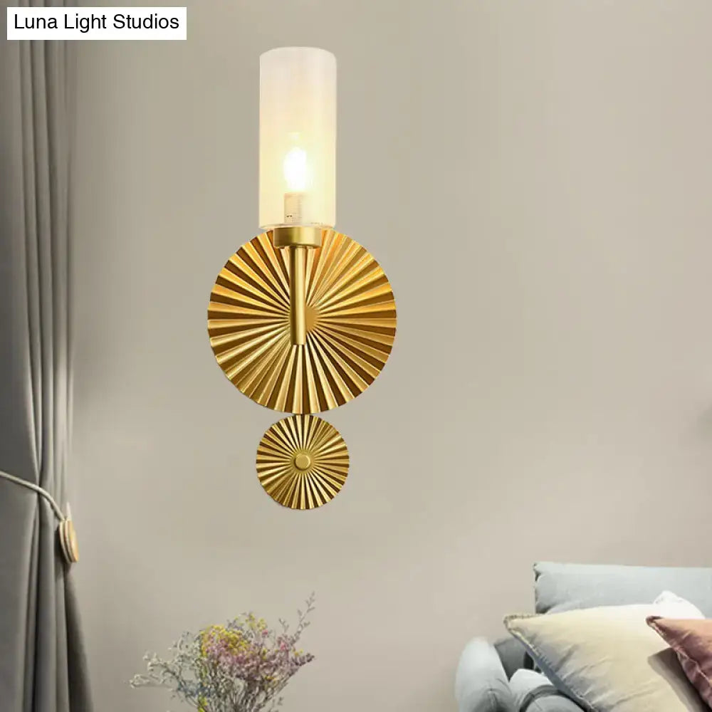 Brass Scalloped Amber Glass Sconce