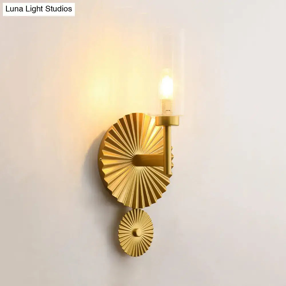 Brass Scalloped Amber Glass Sconce