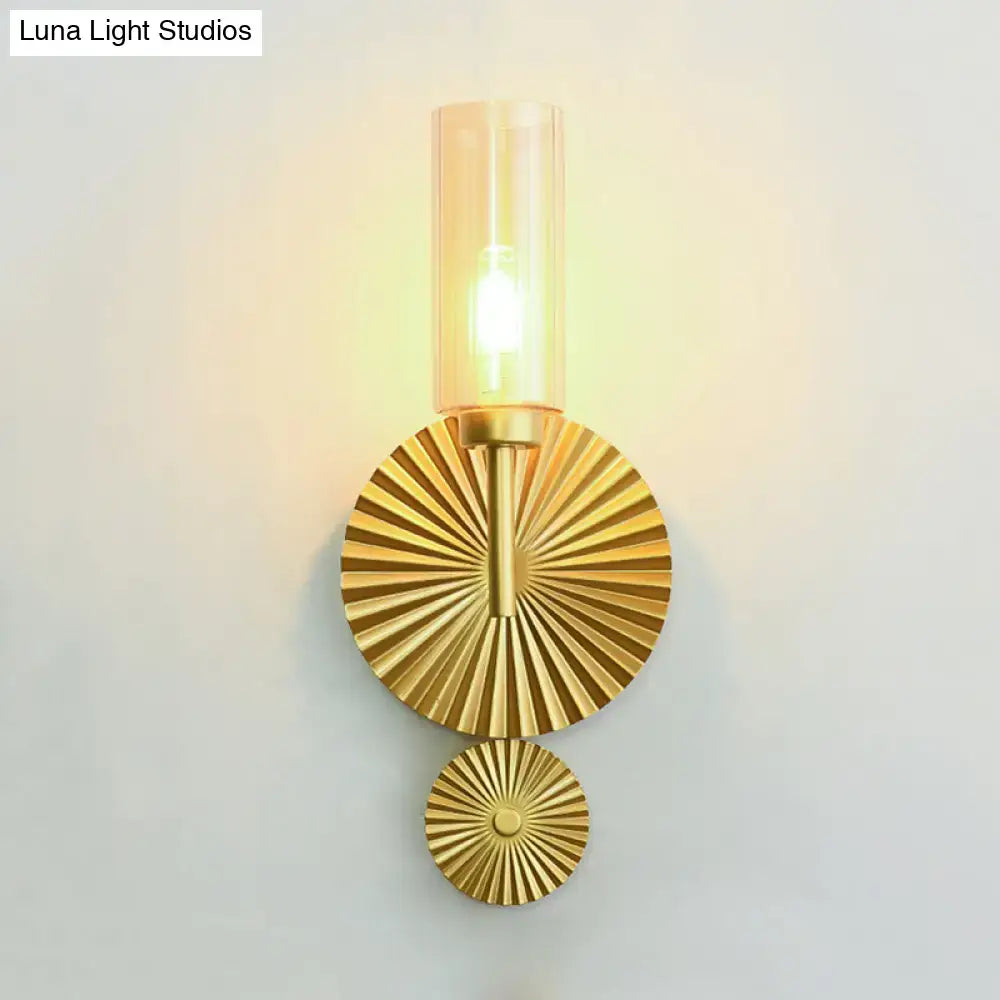 Brass Scalloped Amber Glass Sconce