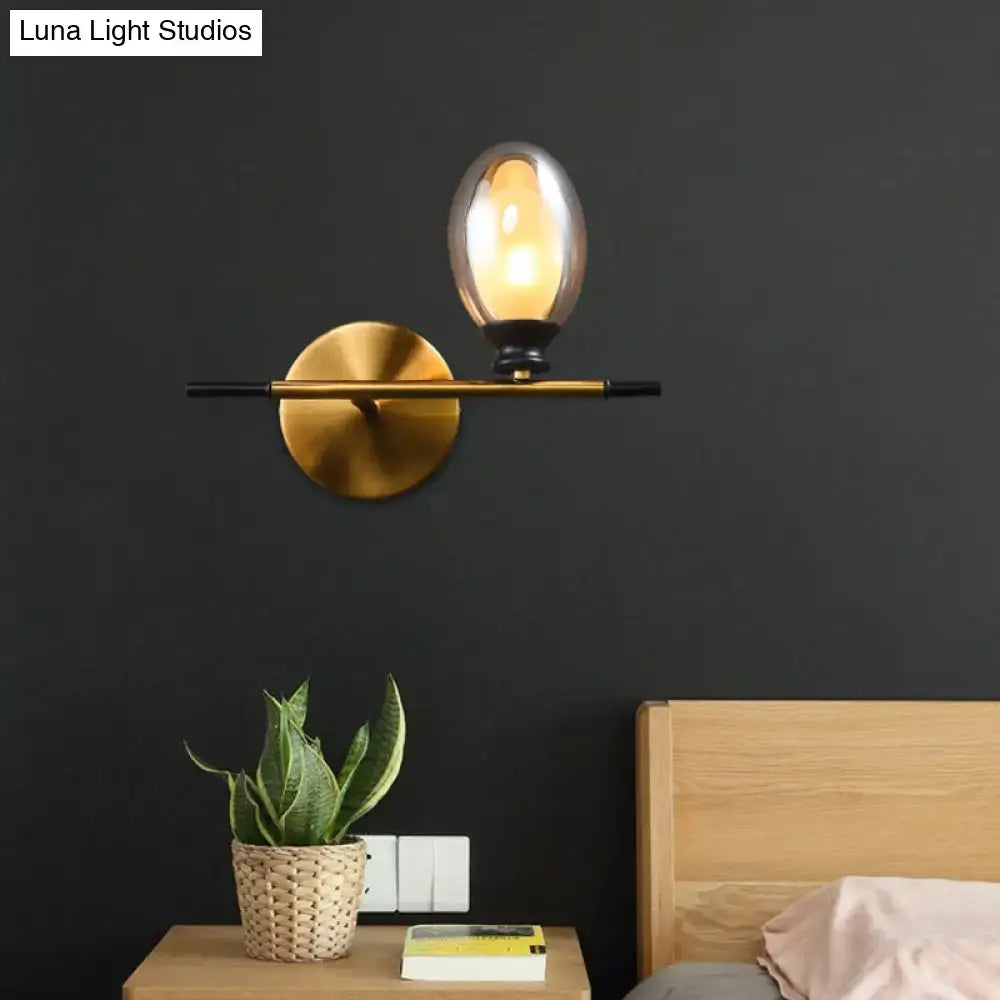 Gold Amber Glass Wall Lamp