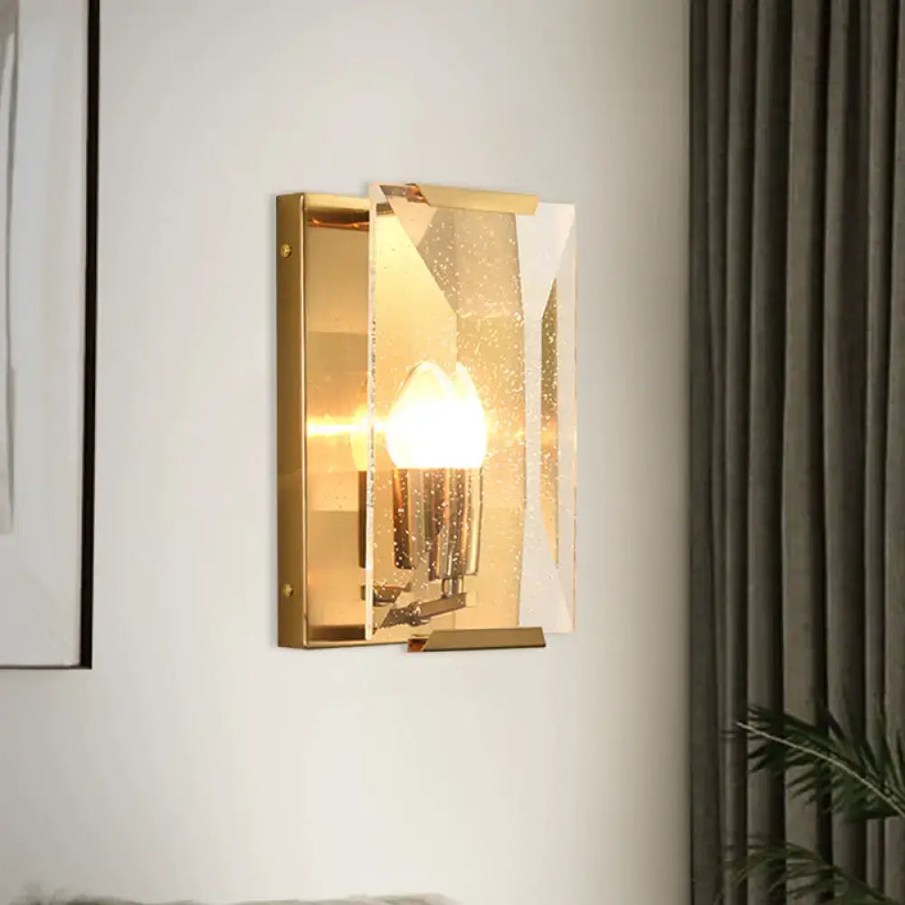 Gold Crystal Shield Trapezoid Sconce