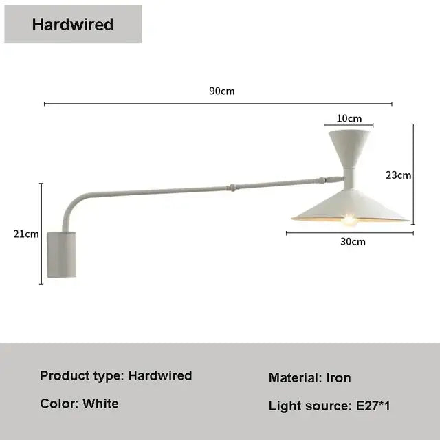 Black Long Arm Wall Lamp