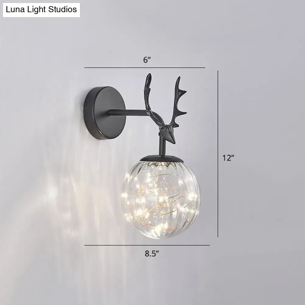Black Antler Glass Sconce