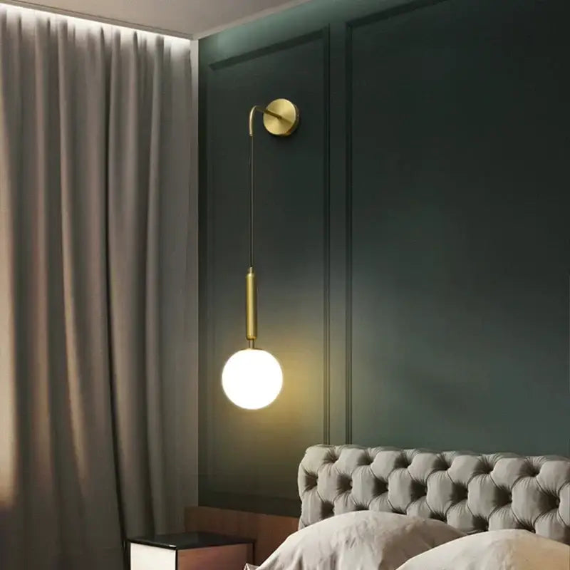 Brass Glass Wall Sconce with Frosted Shade