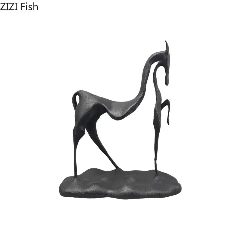 Black Cast Iron Horse Sculpture