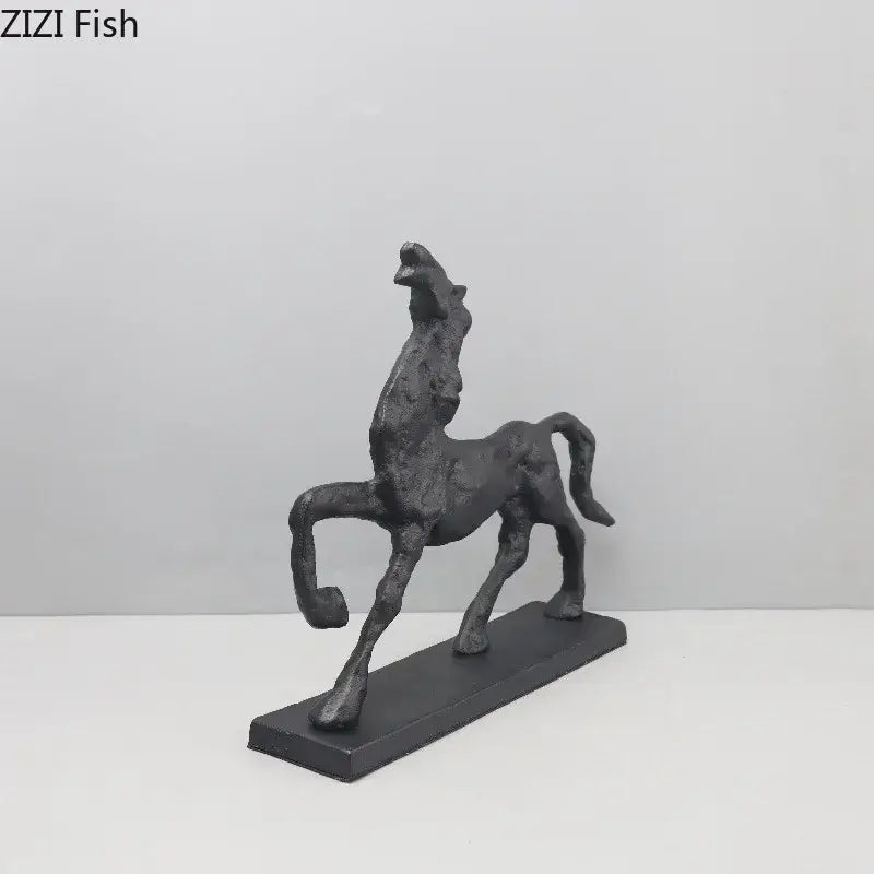 Black Cast Iron Horse Sculpture