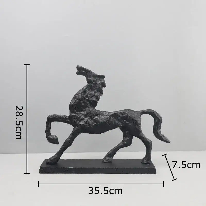 Black Cast Iron Horse Sculpture