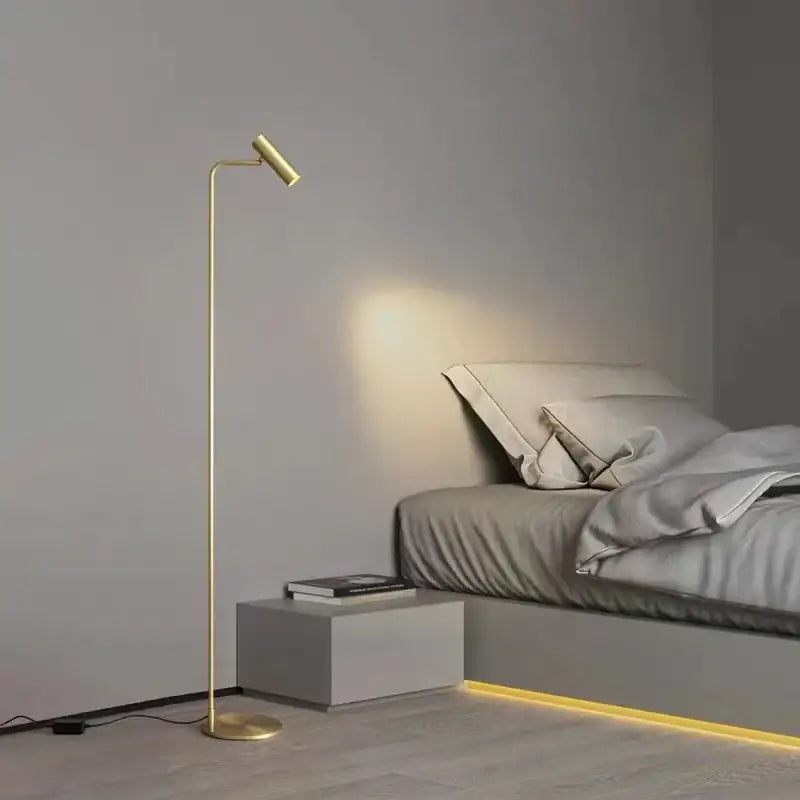 Black Brass Curved Floor Lamp