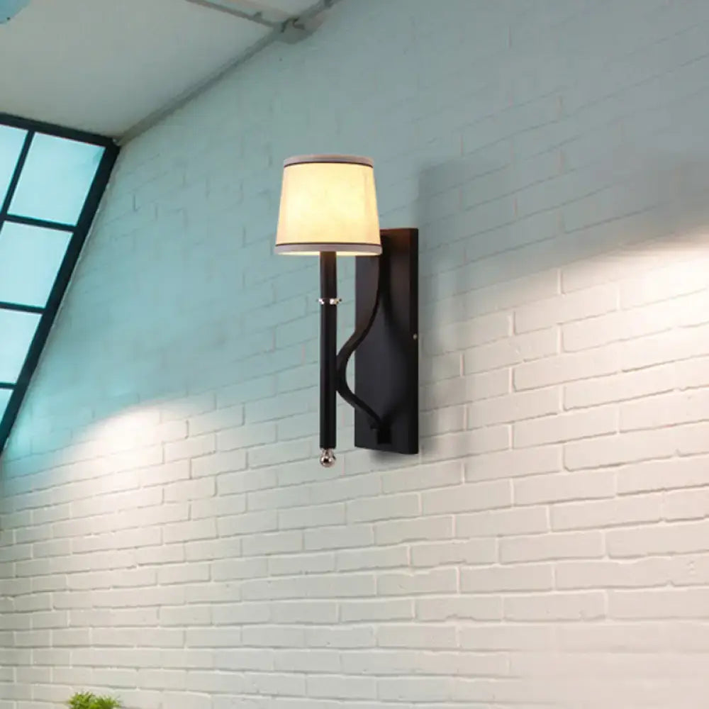 Black Flaxen Cone Wall Sconce