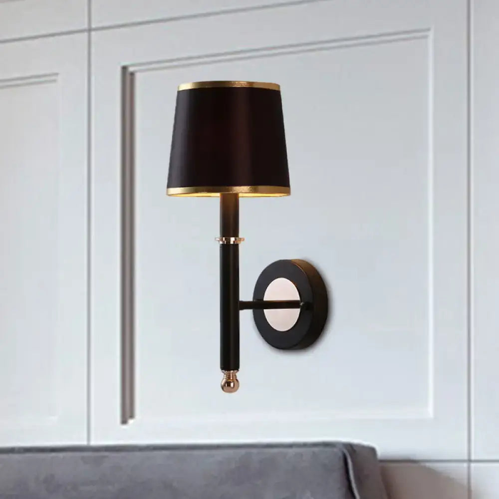 Black Flaxen Cone Wall Sconce