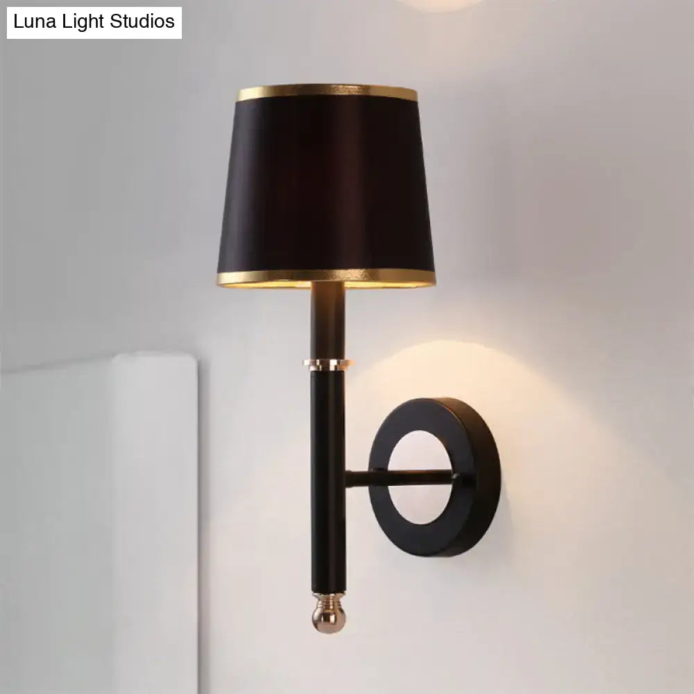 Black Flaxen Cone Wall Sconce