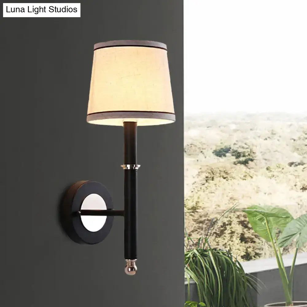 Black Flaxen Cone Wall Sconce