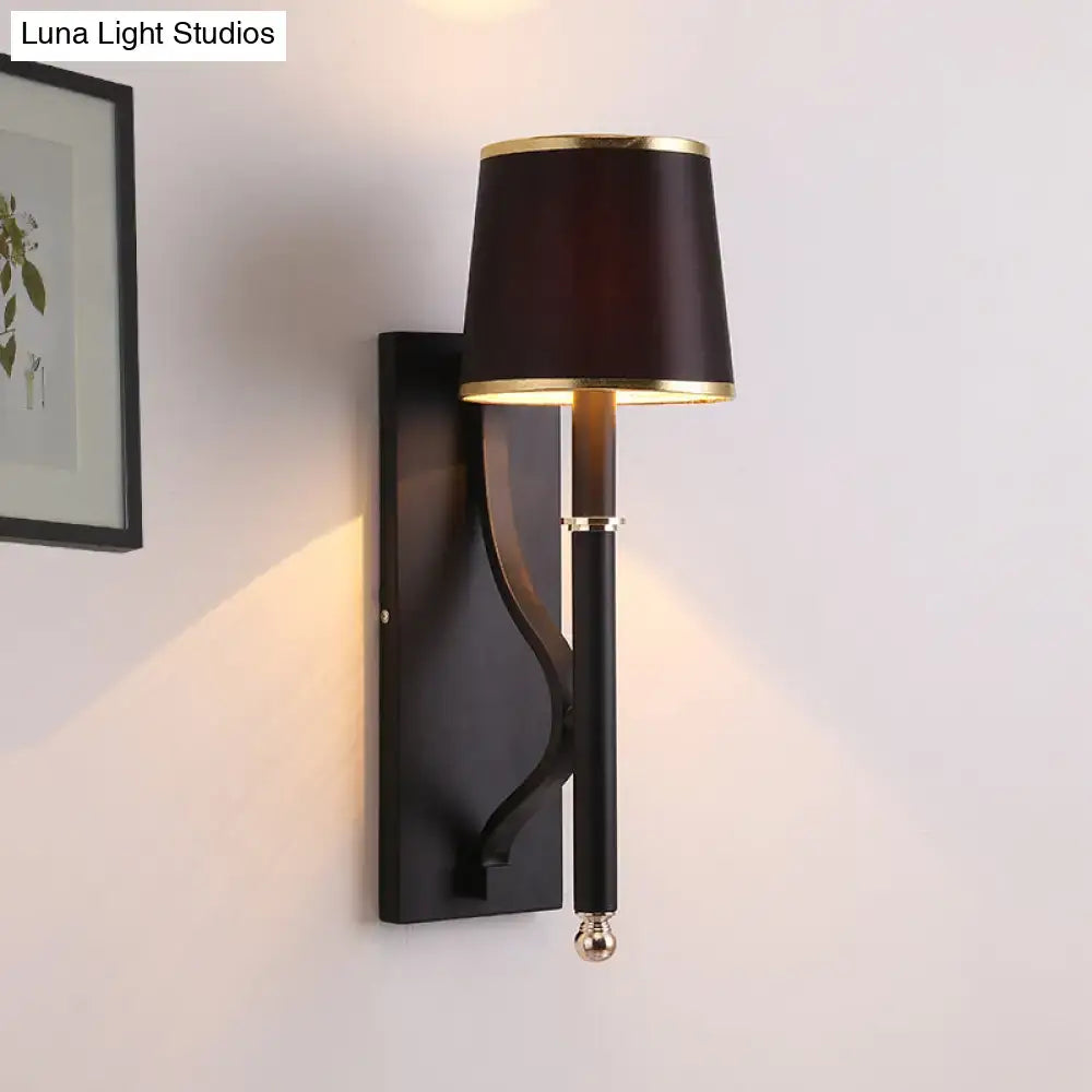 Black Flaxen Cone Wall Sconce
