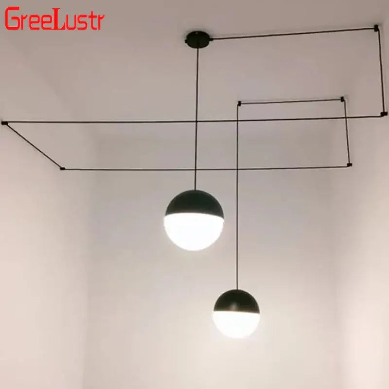 Glass Ball LED 2-Head Geometric Chandelier