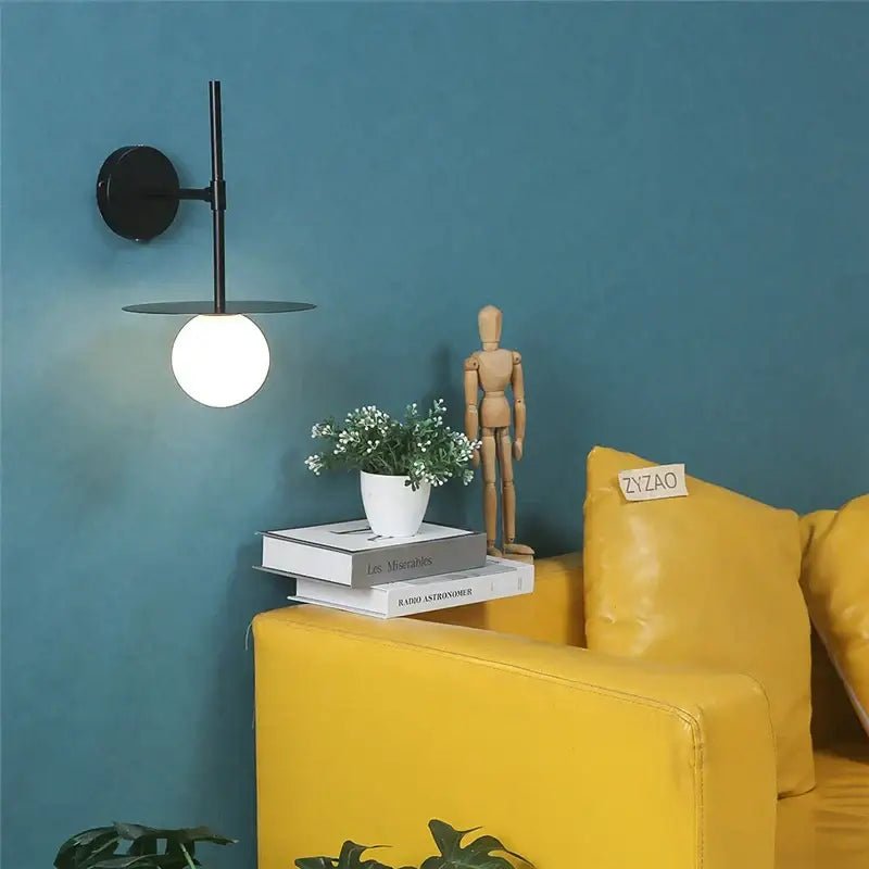 Black Iron Glass Wall Light