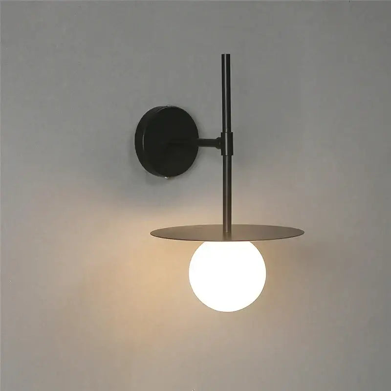 Black Iron Glass Wall Light