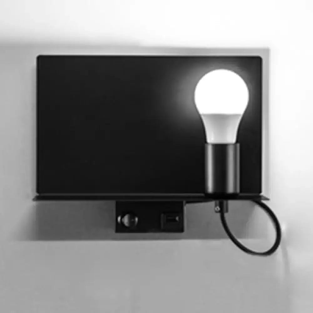 Black Metal Single-Bulb Study Wall Light