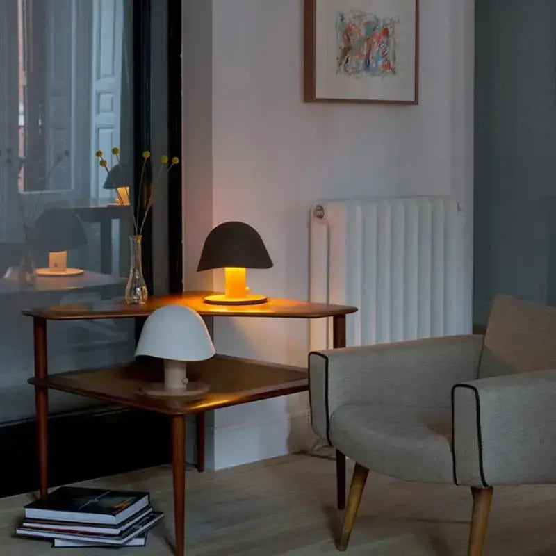 Black Glass Mushroom Table Lamp Nordic Design