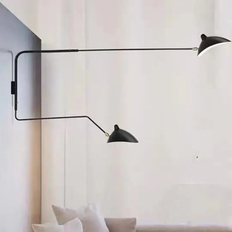 Black Adjustable Two-Arm Wall Lamp 180cm
