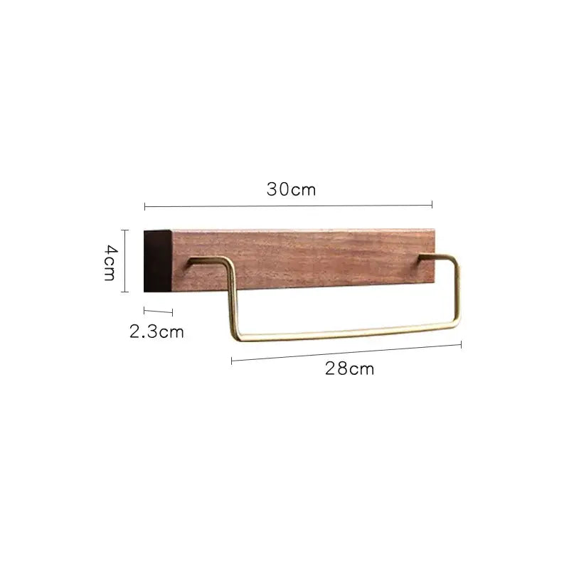 Walnut Brass Towel Rack