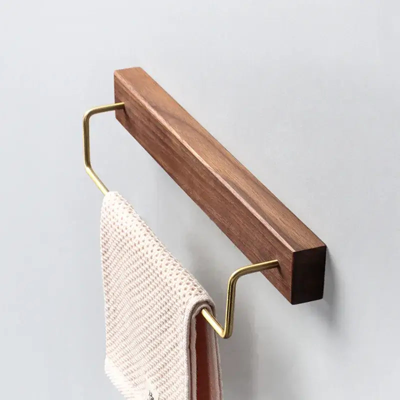 Walnut Brass Towel Rack