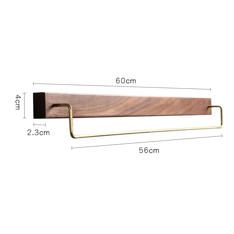 Walnut Brass Towel Rack