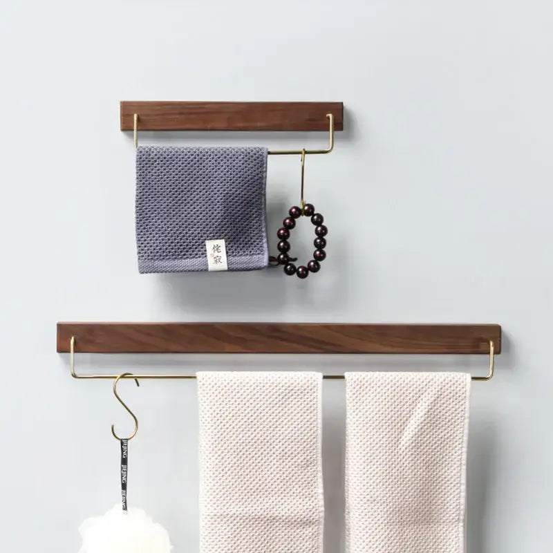 Walnut Brass Towel Rack