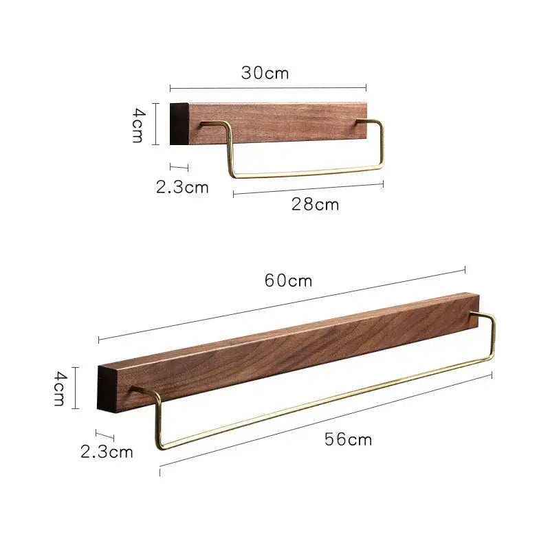 Walnut Brass Towel Rack